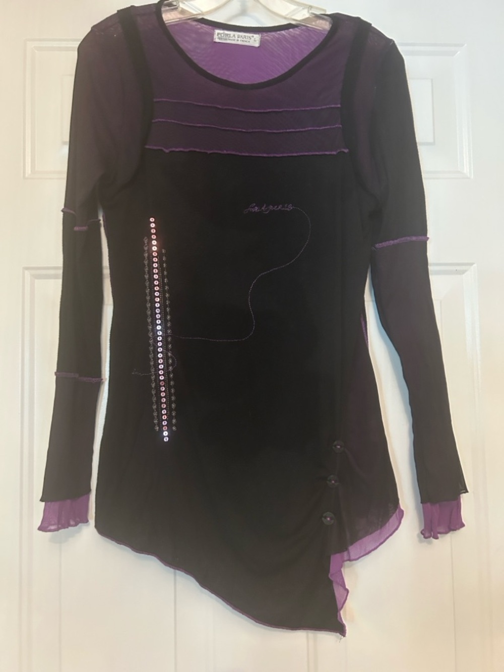 Forla Paris LS Y2K Vintage Top L Purple Black Sequin Lagenlook
Whimsigoth Fairy